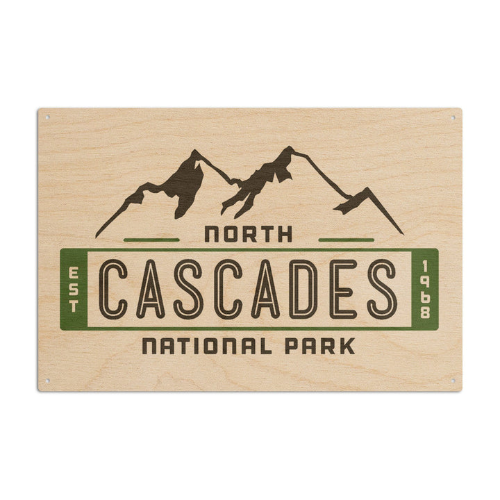 North Cascades National Park, Washington, Mountain, Contour, Vector, Wood Signs and Postcards Wood Lantern Press 6x9 Wood Sign 