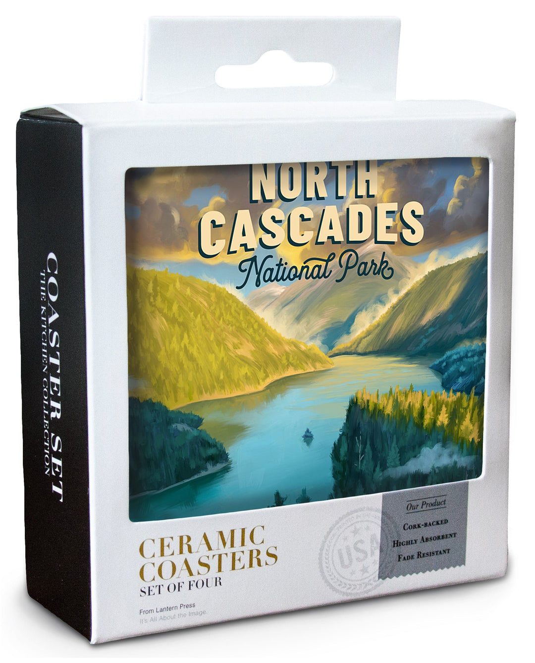 North Cascades National Park, Washington, Oil Painting National Park Series, Lantern Press Artwork, Coaster Set Coasters Lantern Press 