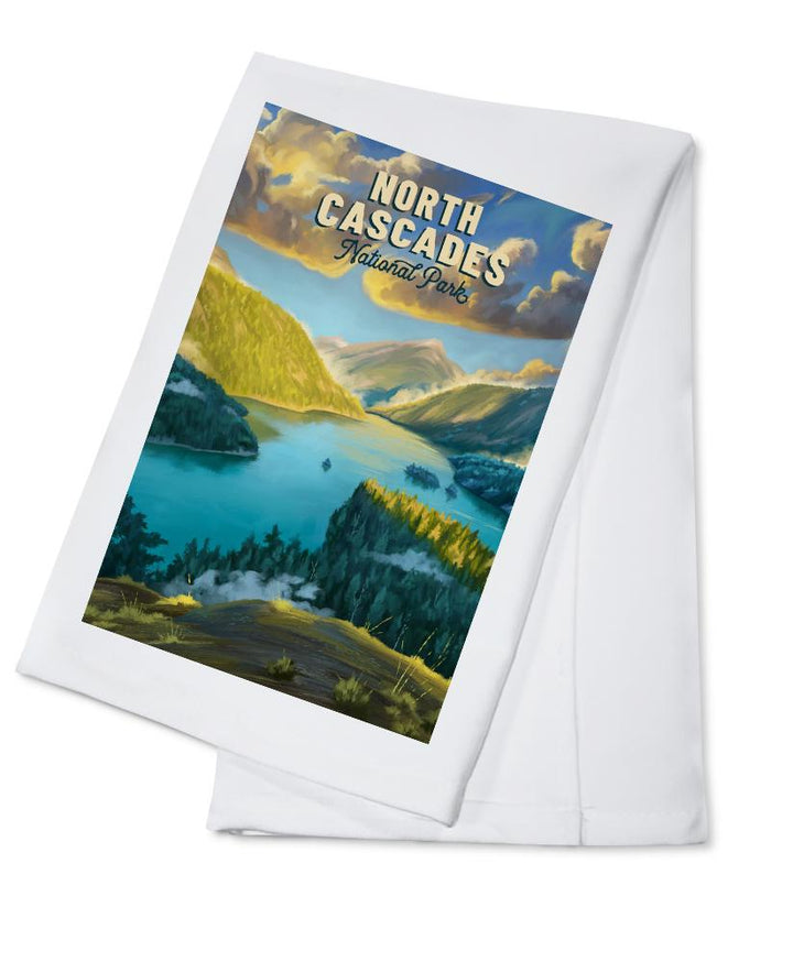 North Cascades National Park, Washington, Oil Painting National Park Series, Lantern Press Artwork, Towels and Aprons Kitchen Lantern Press Cotton Towel 