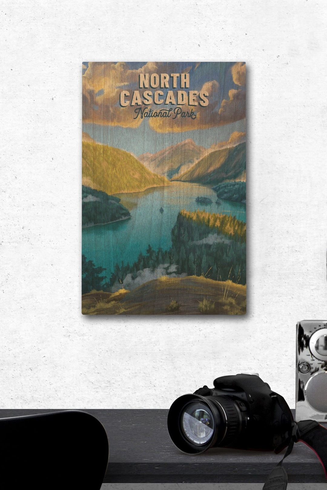 North Cascades National Park, Washington, Oil Painting National Park Series, Lantern Press Artwork, Wood Signs and Postcards Wood Lantern Press 12 x 18 Wood Gallery Print 