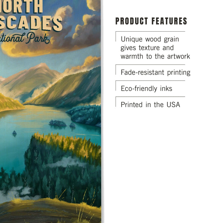 North Cascades National Park, Washington, Oil Painting National Park Series, Lantern Press Artwork, Wood Signs and Postcards Wood Lantern Press 