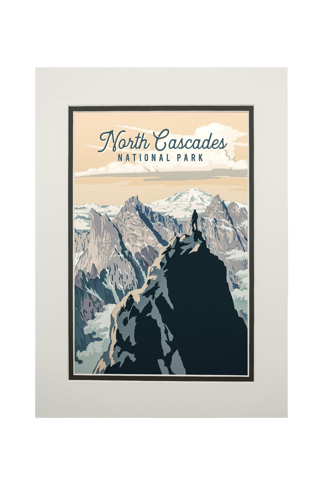 North Cascades National Park, Washington, Painterly National Park Series, Art Prints and Metal Signs Art Lantern Press 11 x 14 Matted Art Print 