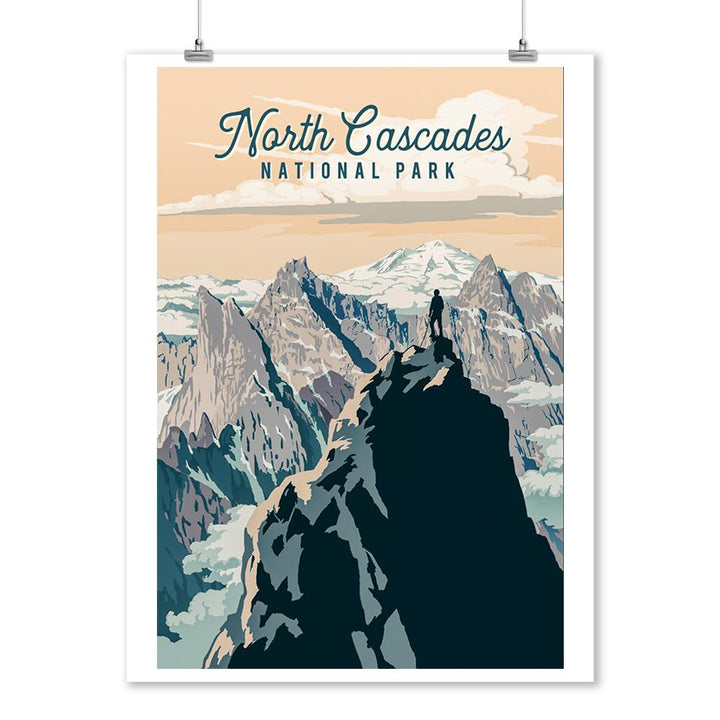 North Cascades National Park, Washington, Painterly National Park Series, Art Prints and Metal Signs Art Lantern Press 12 x 18 Art Print 