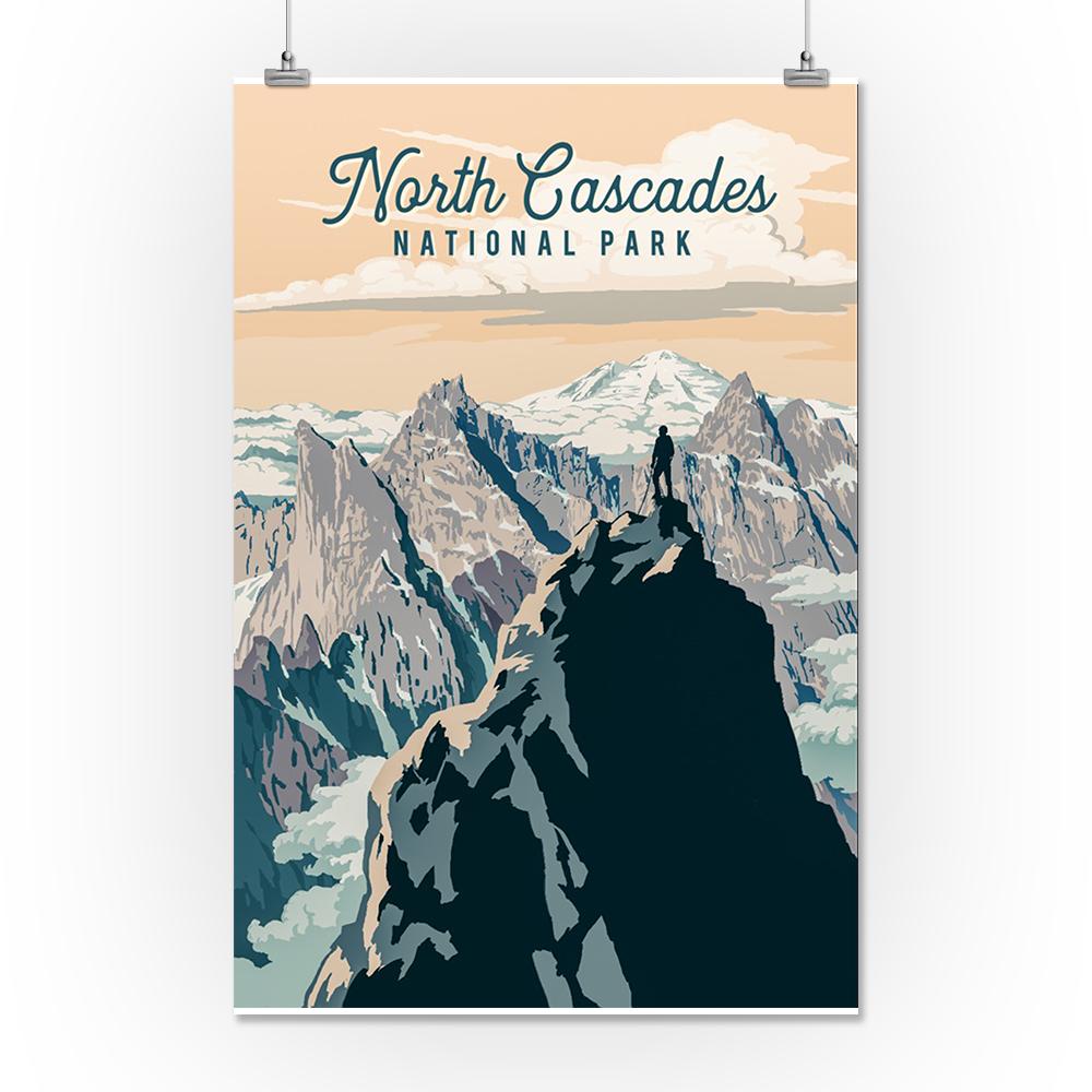 North Cascades National Park, Washington, Painterly National Park Series, Art Prints and Metal Signs Art Lantern Press 16 x 24 Giclee Print 
