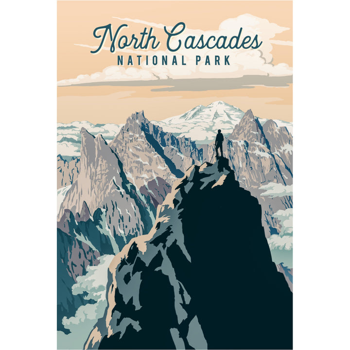 North Cascades National Park, Washington, Painterly National Park Series, Stretched Canvas Canvas Lantern Press 