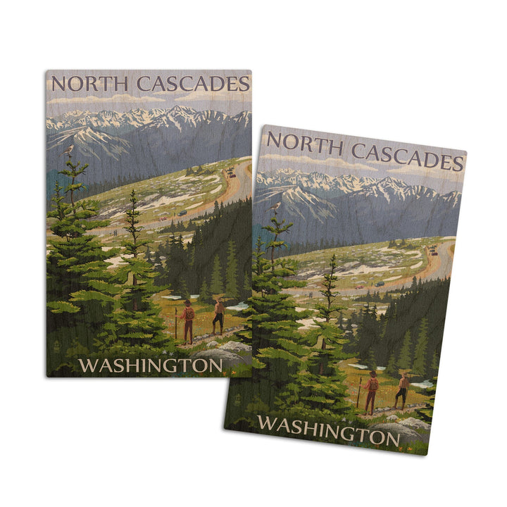 North Cascades, Washington, Trail Scene, Lantern Press Artwork, Wood Signs and Postcards Wood Lantern Press 4x6 Wood Postcard Set 