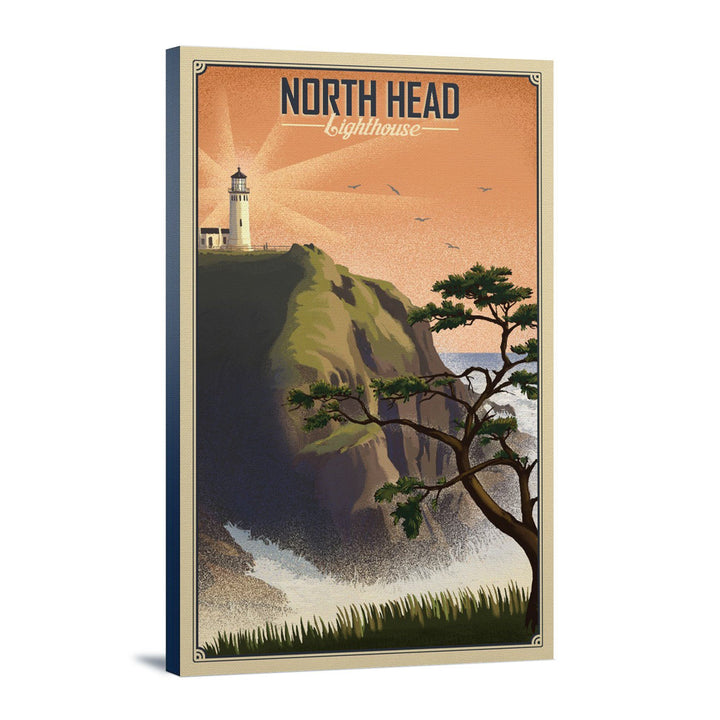 North Head Lighthouse, Lithograph, Lantern Press Artwork, Stretched Canvas Canvas Lantern Press 