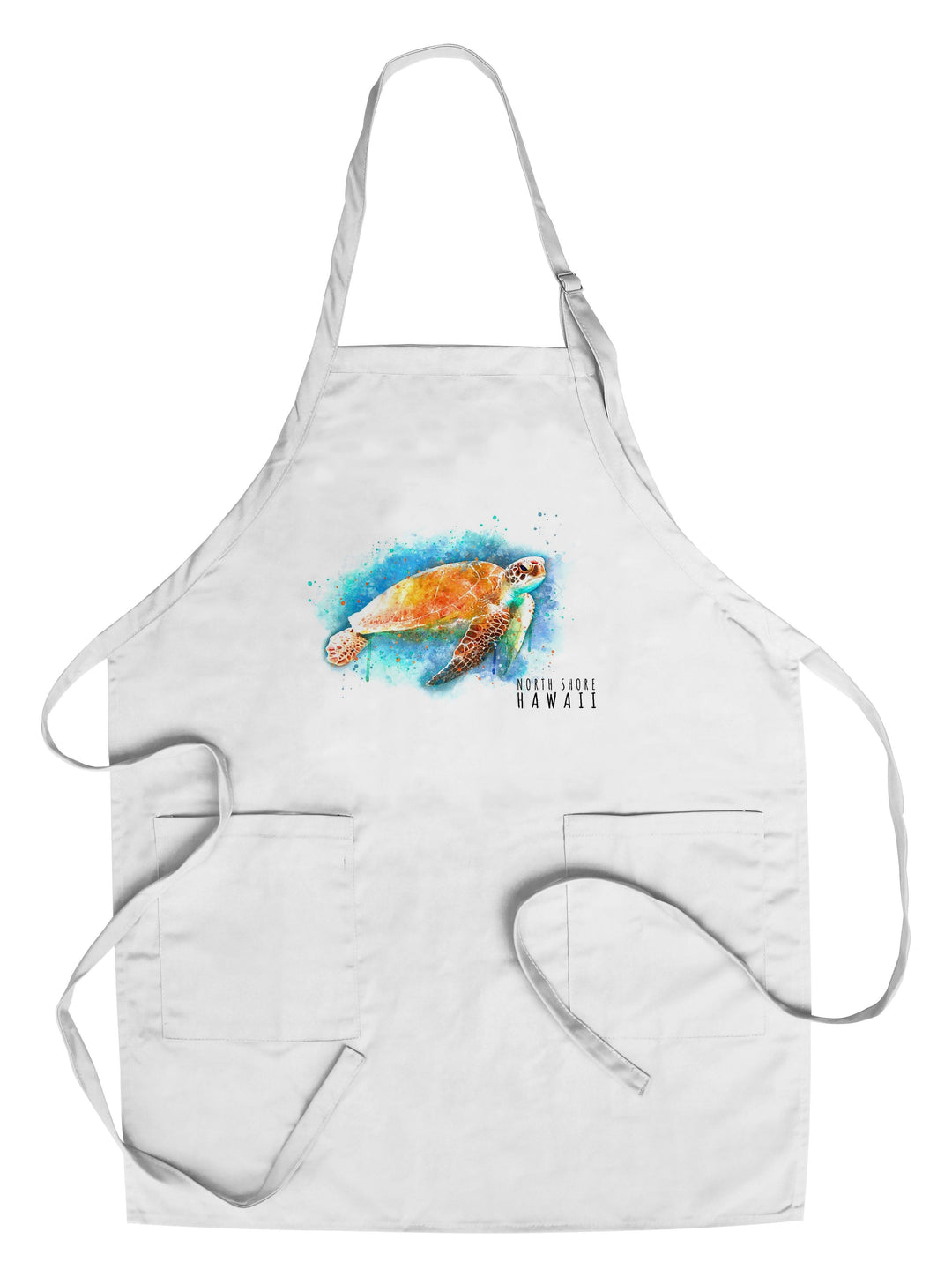 North Shore, Hawaii, Sea Turtle, Watercolor, Lantern Press Artwork, Towels and Aprons Kitchen Lantern Press Chef's Apron 