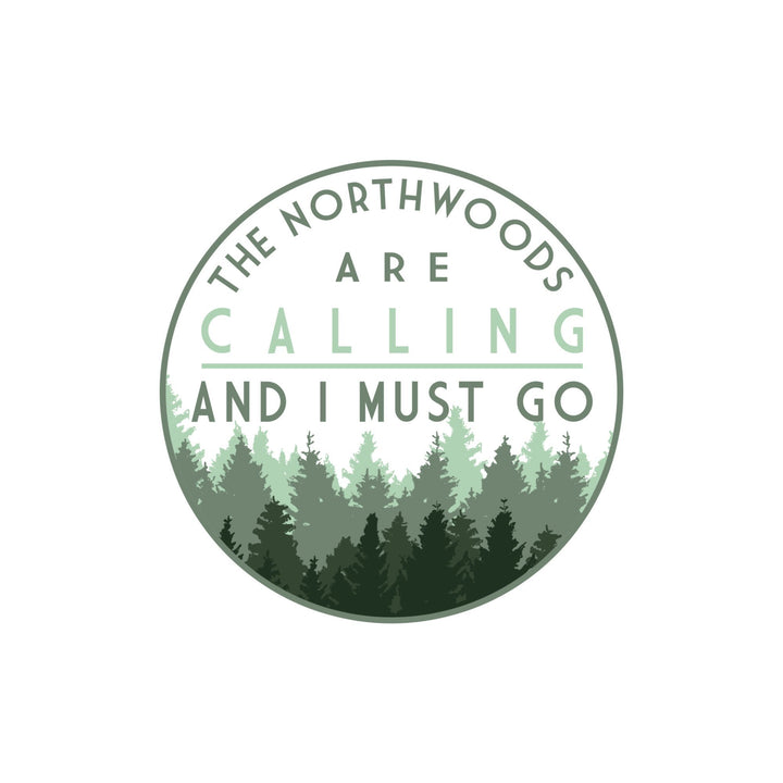 Northwoods, Wisconsin, Northwoods Calling & I Must Go, Pine Trees, Contour, Lantern Press Artwork, Towels and Aprons Kitchen Lantern Press 