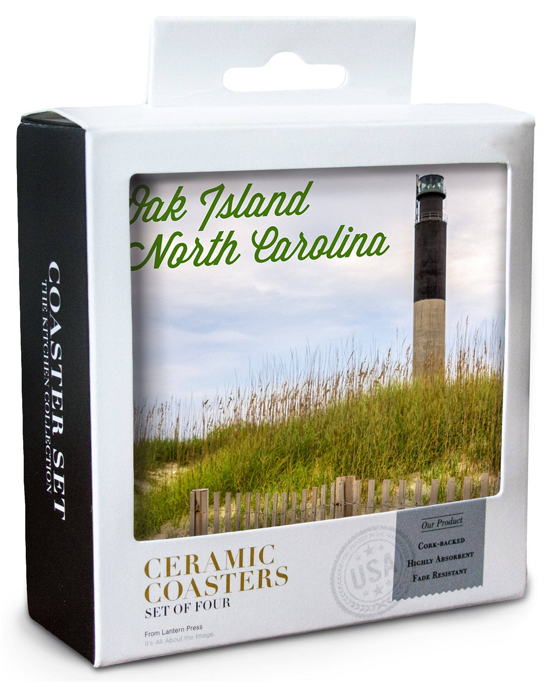 Oak Island, North Carolina, Lighthouse, Lantern Press Photography, Coaster Set Coasters Lantern Press 