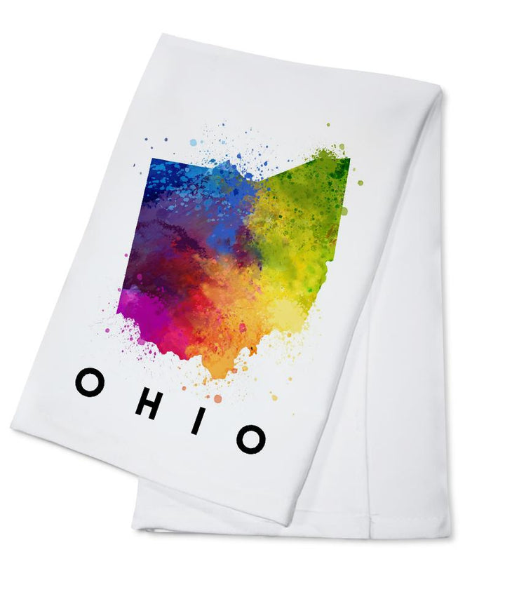 Ohio, State Abstract Watercolor, Lantern Press Artwork, Towels and Aprons Kitchen Lantern Press Cotton Towel 