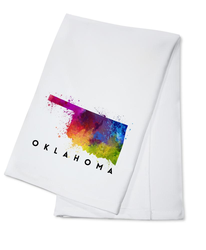 Oklahoma, State Abstract Watercolor, Lantern Press Artwork, Towels and Aprons Kitchen Lantern Press Cotton Towel 