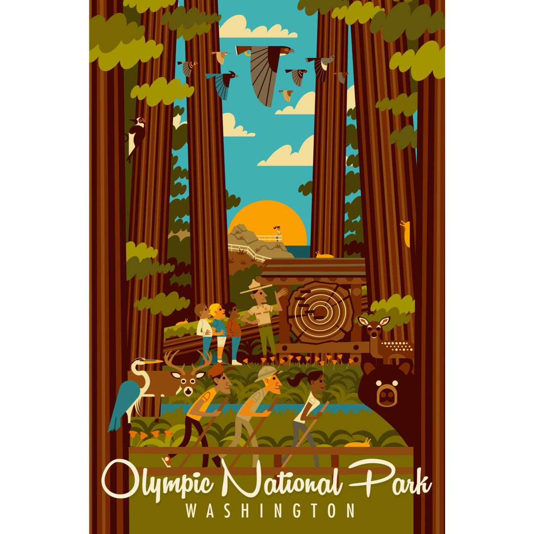 Olympic National Park, Washington, Geometric National Park Series, Lantern Press Artwork, Stretched Canvas Canvas Lantern Press 