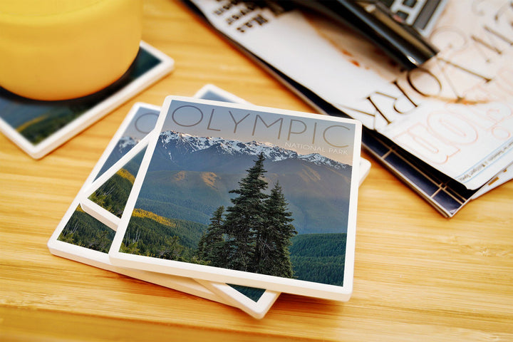Olympic National Park, Washington, Hurricane Ridge, Lantern Press Photography, Coaster Set Coasters Lantern Press 