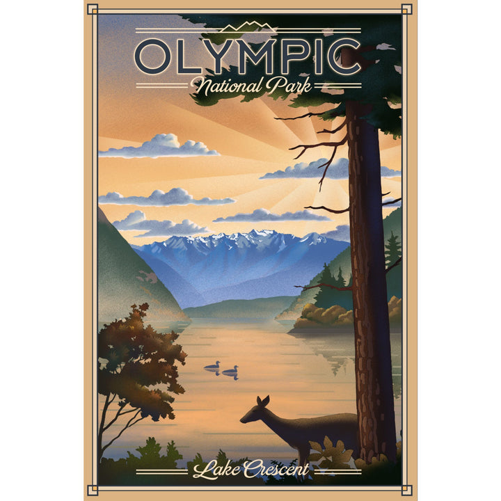 Olympic National Park, Washington, Lithograph, Lantern Press Artwork, Towels and Aprons Kitchen Lantern Press 
