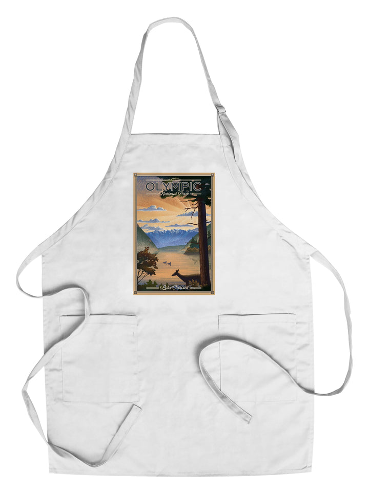 Olympic National Park, Washington, Lithograph, Lantern Press Artwork, Towels and Aprons Kitchen Lantern Press Chef's Apron 