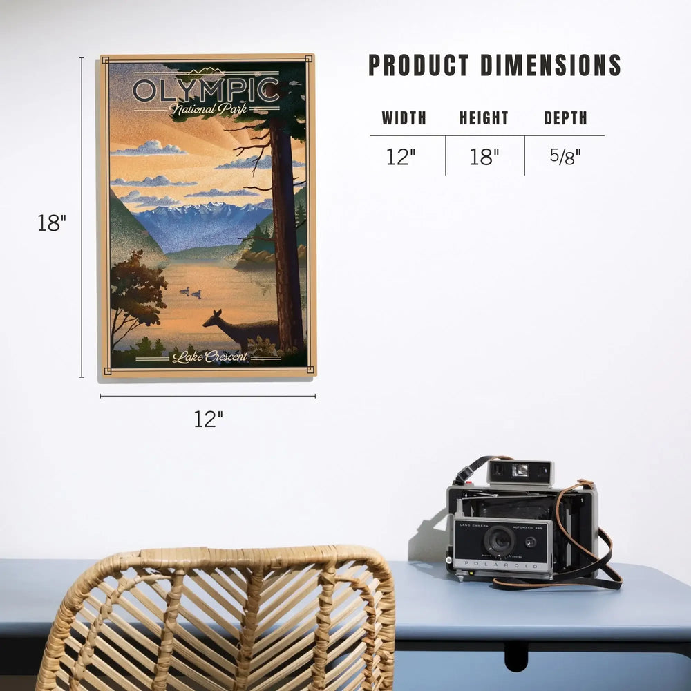 Olympic National Park, Washington, Lithograph, Lantern Press Artwork, Wood Signs and Postcards Wood Lantern Press 