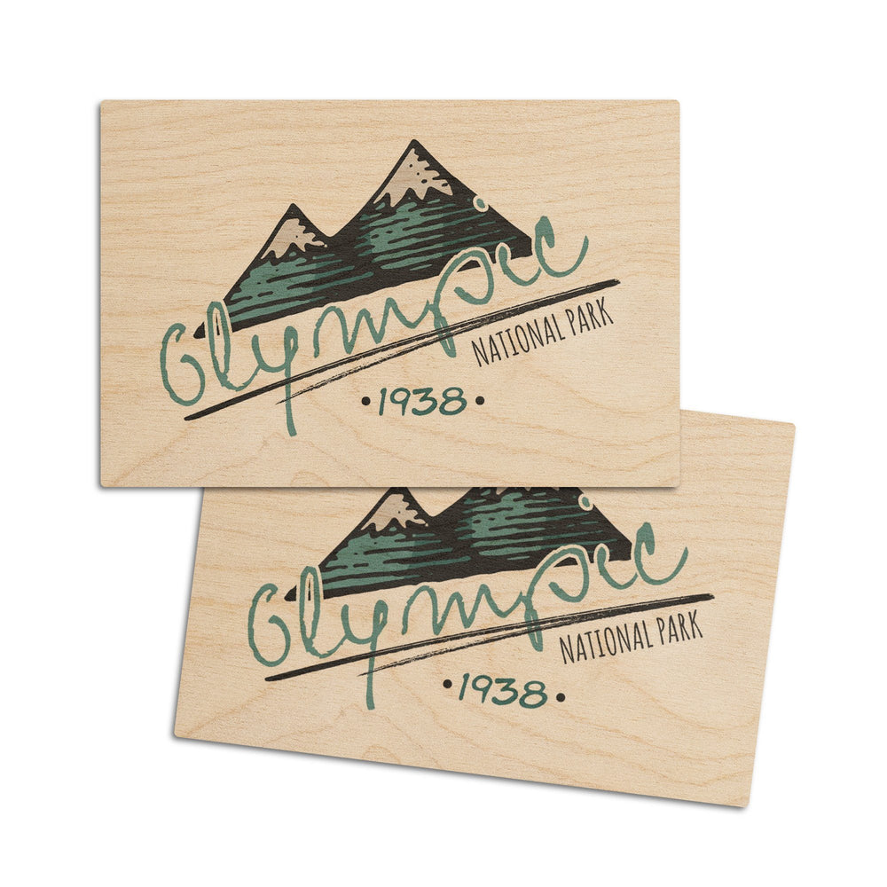 Olympic National Park, Washington, Mountains, Contour, Lantern Press Artwork, Wood Signs and Postcards Wood Lantern Press 