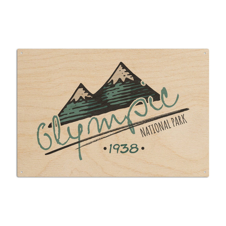 Olympic National Park, Washington, Mountains, Contour, Lantern Press Artwork, Wood Signs and Postcards Wood Lantern Press 
