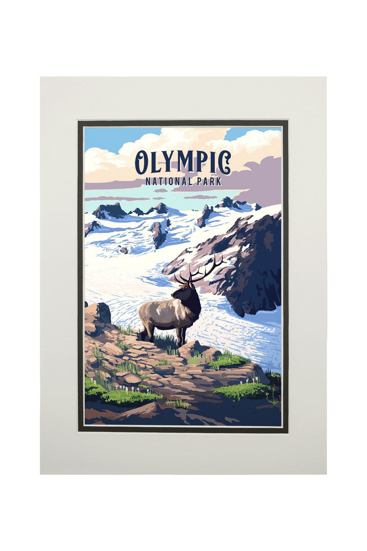 Olympic National Park, Washington, Painterly National Park Series, Art Prints and Metal Signs Art Lantern Press 11 x 14 Matted Art Print 
