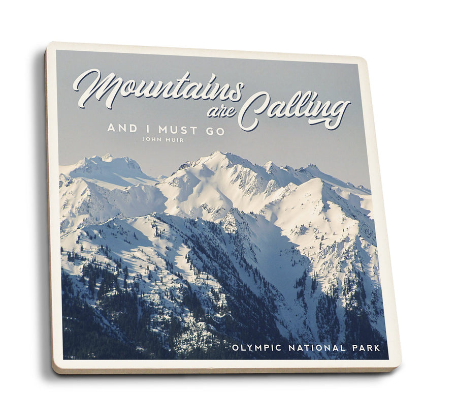 Olympic National Park, Washington, The Mountains are Calling, John Muir, Lantern Press, Coaster Set Coasters Lantern Press 