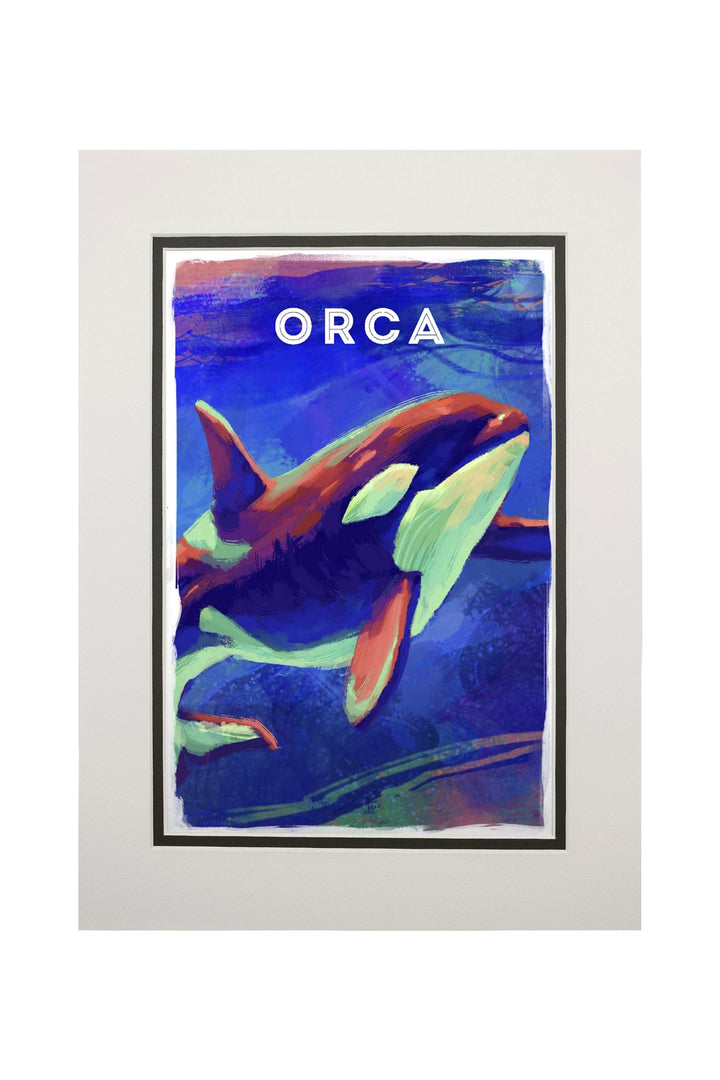 Orca, Vivid Series, Lantern Press Artwork, Art Prints and Metal Signs Art Lantern Press 11 x 14 Matted Art Print 