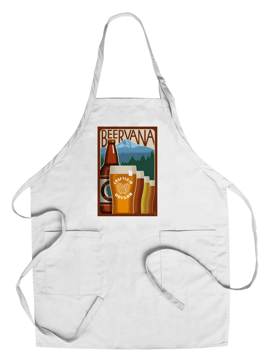 Oregon Beers, Beervana, Vintage Sign, Lantern Press Artwork, Towels and Aprons Kitchen Lantern Press Chef's Apron 