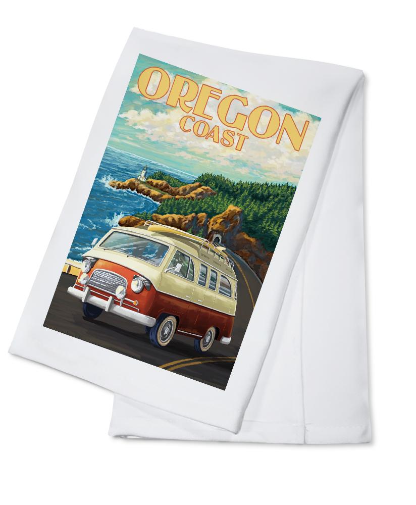 Oregon Coast, Camper Van, Lantern Press Artwork, Towels and Aprons Kitchen Lantern Press Cotton Towel 