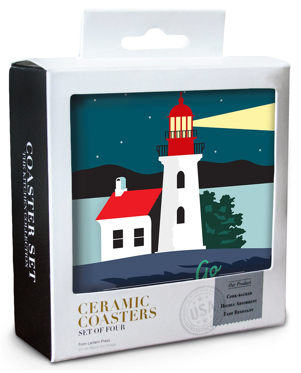 Oregon Coast, Go Explore (Lighthouse), Lantern Press Artwork, Coaster Set Coasters Lantern Press 