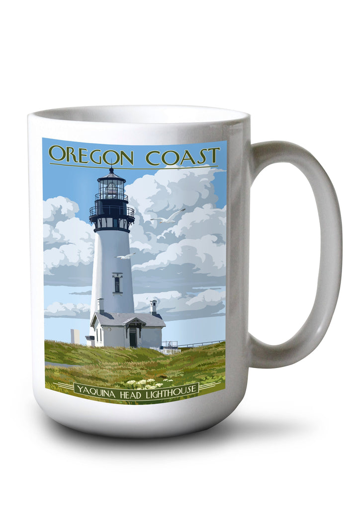 Oregon Coast, Yaquina Head Lighthouse, Lantern Press Artwork, Ceramic Mug Mugs Lantern Press 