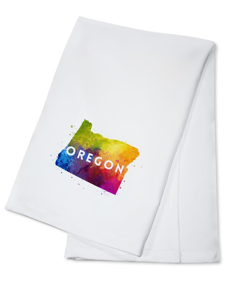 Oregon, State Abstract Watercolor, Contour, Lantern Press Artwork, Towels and Aprons Kitchen Lantern Press Cotton Towel 