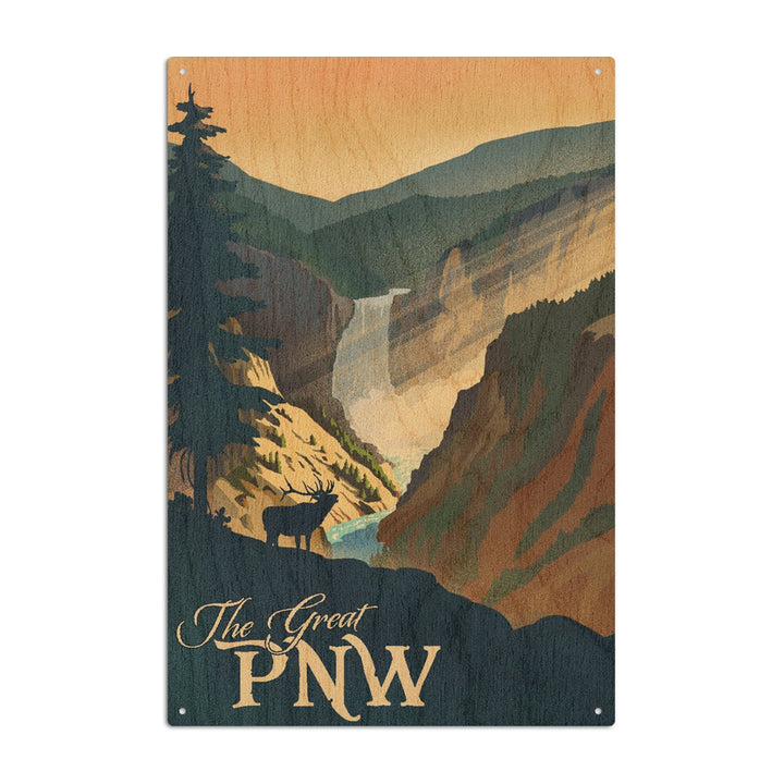 Oregon, The Great PNW, Lithograph, Lantern Press Artwork, Wood Signs and Postcards Wood Lantern Press 10 x 15 Wood Sign 