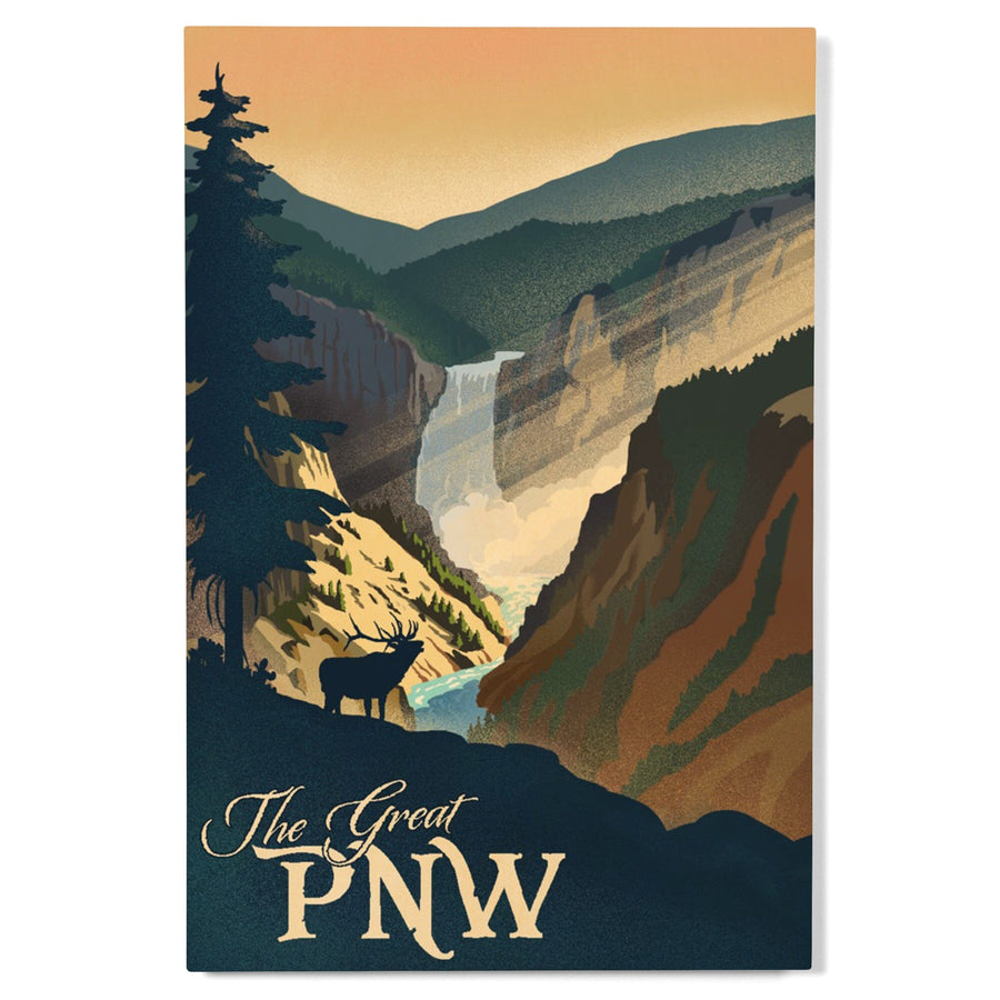 Oregon, The Great PNW, Lithograph, Lantern Press Artwork, Wood Signs and Postcards Wood Lantern Press 