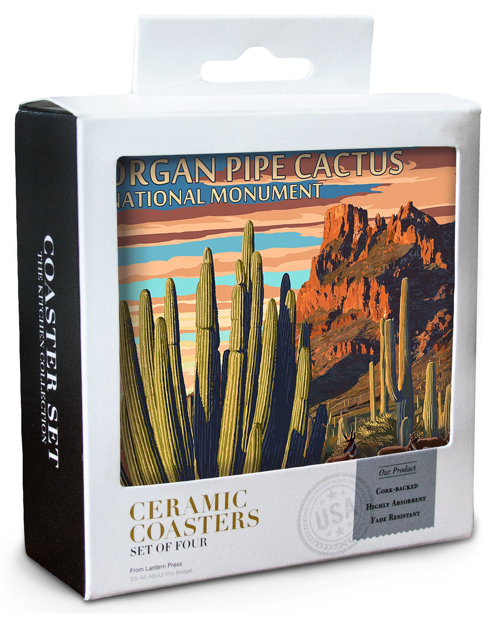 Organ Pipe Cactus National Monument, Arizona, Lantern Press Artwork, Coaster Set Coasters Lantern Press 