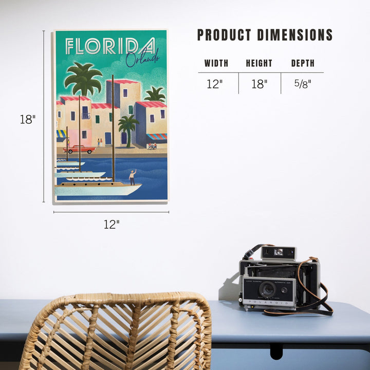 Orlando, Florida, Lithograph, Lantern Press Artwork, Wood Signs and Postcards Wood Lantern Press 