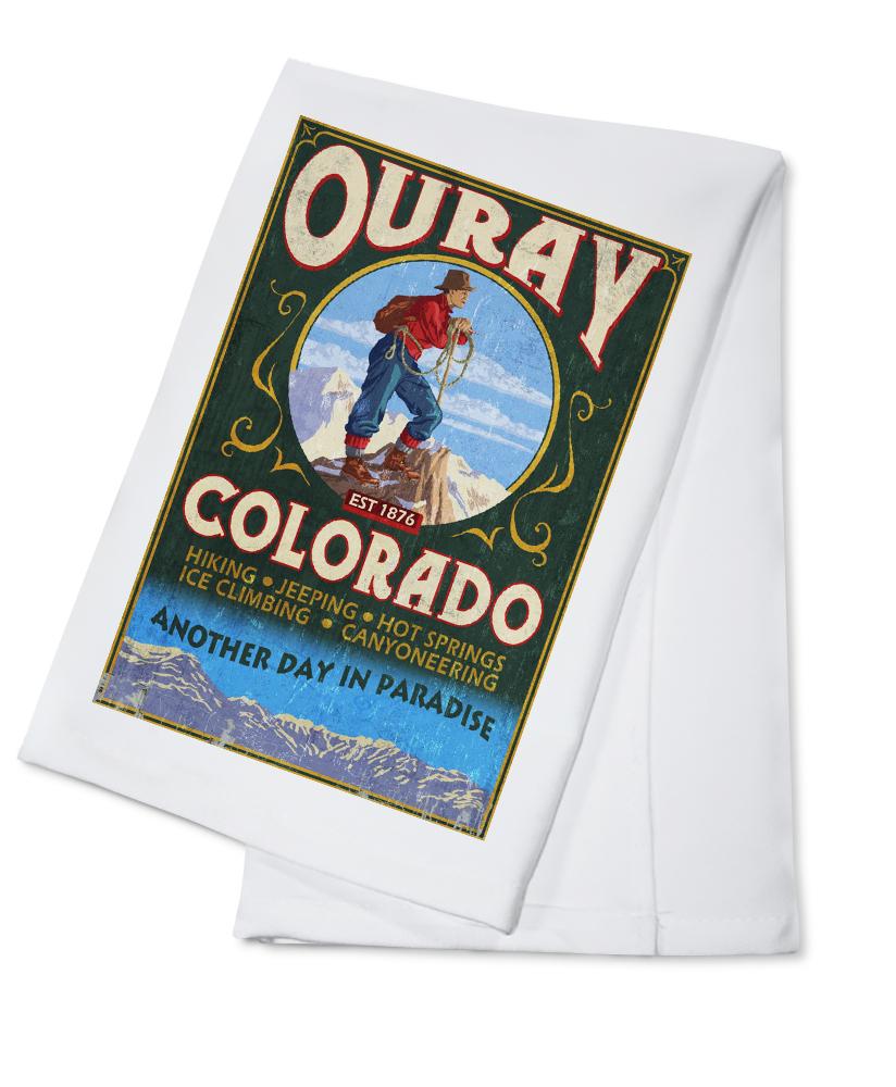 Ouray, Colorado, Vintage Sign, Lantern Press Artwork, Towels and Aprons Kitchen Lantern Press Cotton Towel 