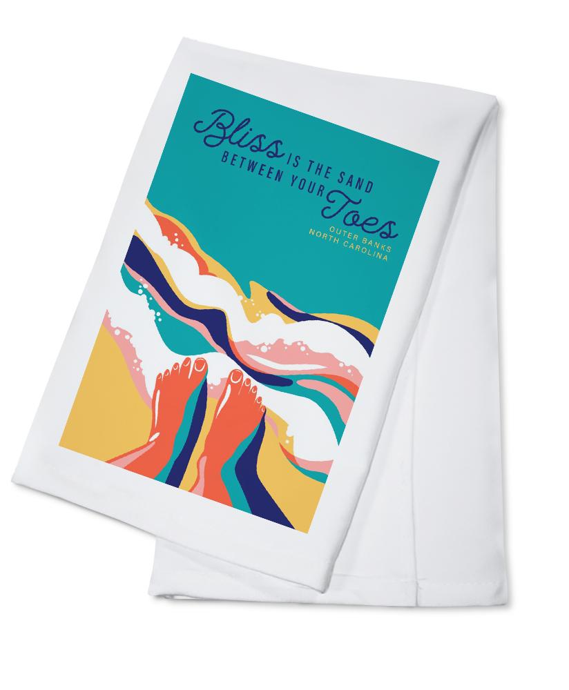 Outer Banks, North Carolina, Beach Bliss Collection, Bliss is the Sand Between Your Toes, Towels and Aprons Kitchen Lantern Press Cotton Towel 