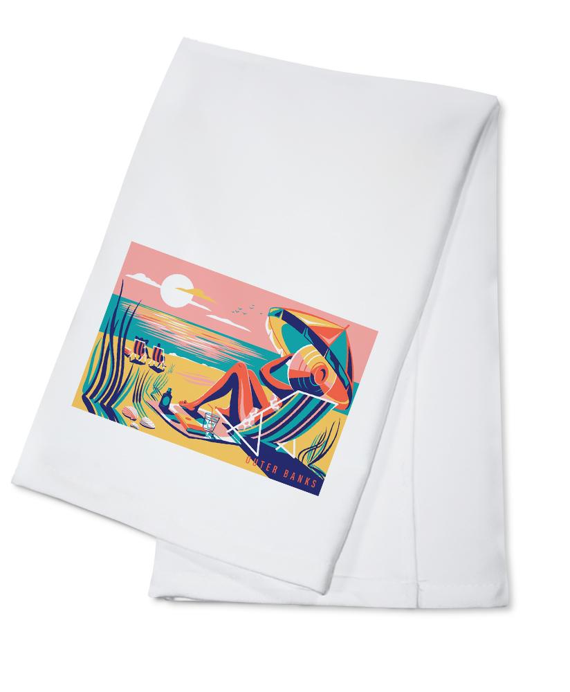Outer Banks, North Carolina, Beach Bliss Collection, Woman at the Beach, Lantern Press Artworkene, Towels and Aprons Kitchen Lantern Press 