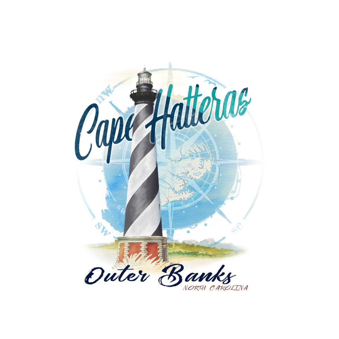 Outer Banks, North Carolina, Cape Hatteras Lighthouse, Contour, Lantern Press Artwork, Towels and Aprons Kitchen Lantern Press 