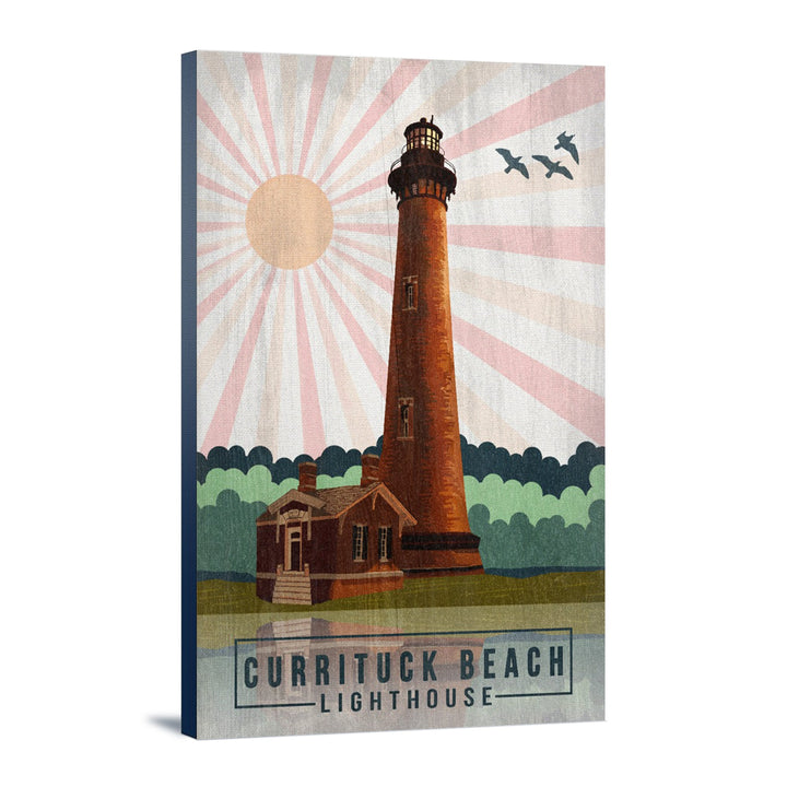 Outer Banks, North Carolina, Currituck Beach Lighthouse, Geometric Opacity, Lantern Press, Stretched Canvas Canvas Lantern Press 12x18 Stretched Canvas 
