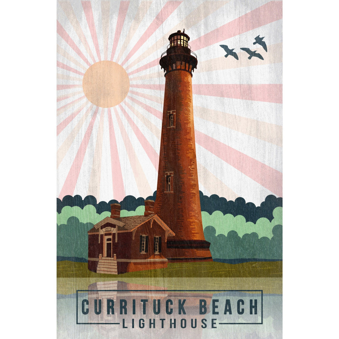 Outer Banks, North Carolina, Currituck Beach Lighthouse, Geometric Opacity, Lantern Press, Stretched Canvas Canvas Lantern Press 
