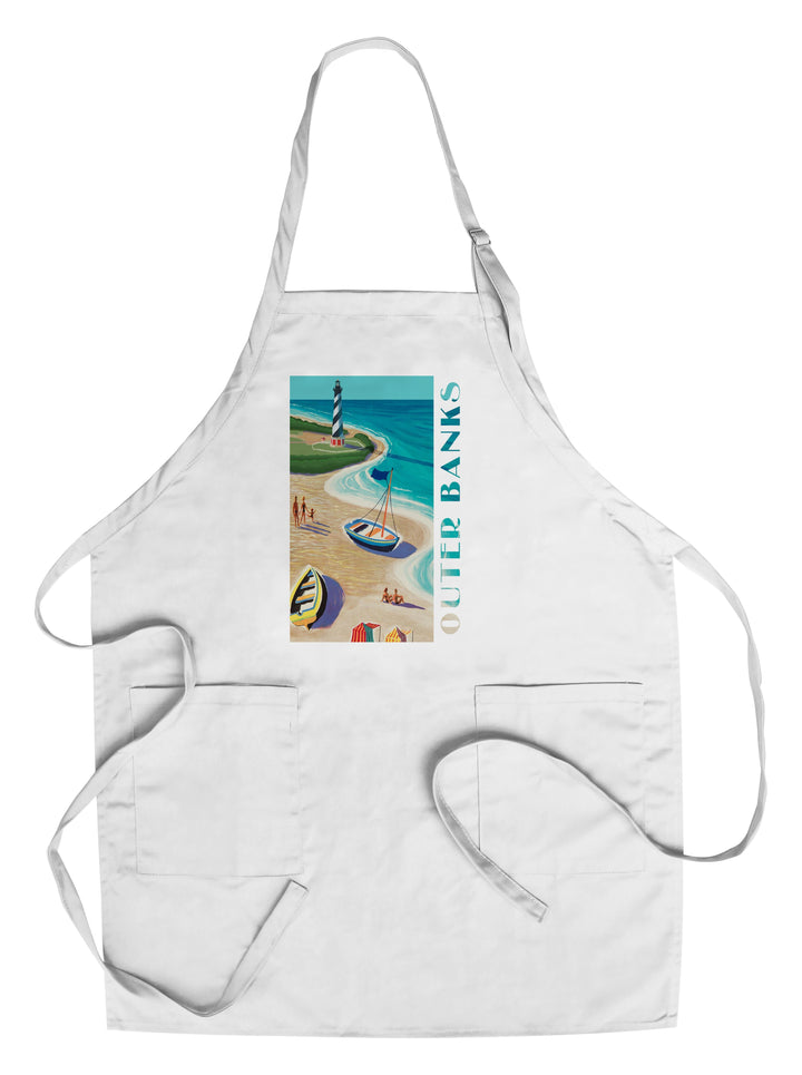 Outer Banks, North Carolina, Vintage Beach Scene, Lantern Press Artwork, Towels and Aprons Kitchen Lantern Press Chef's Apron 