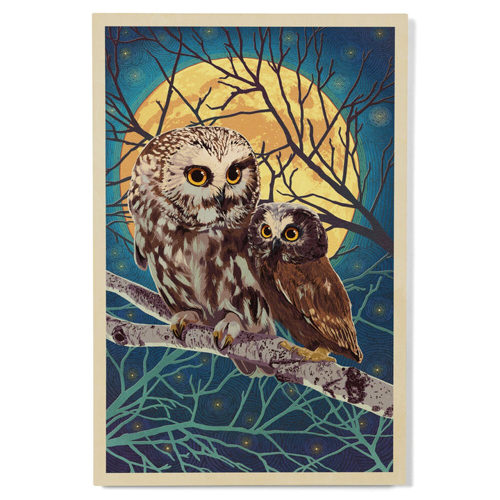 Owl & Owlet, Letterpress, Lantern Press Poster, Wood Signs and Postcards Wood Lantern Press 