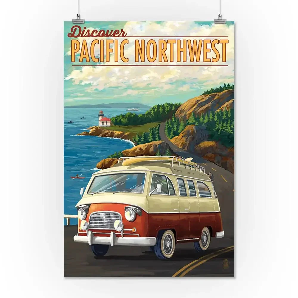 Pacific Northwest, LP Camper Van art prints, metal signs – Lantern
