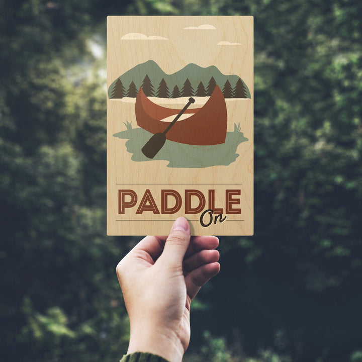 Paddle On, Canoe, Vector, Contour, Lantern Press Artwork, Wood Signs and Postcards Wood Lantern Press 