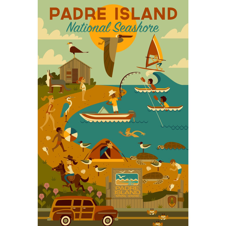 Padre Island National Seashore, Texas, Geometric, Lantern Press Artwork, Stretched Canvas Canvas Lantern Press 