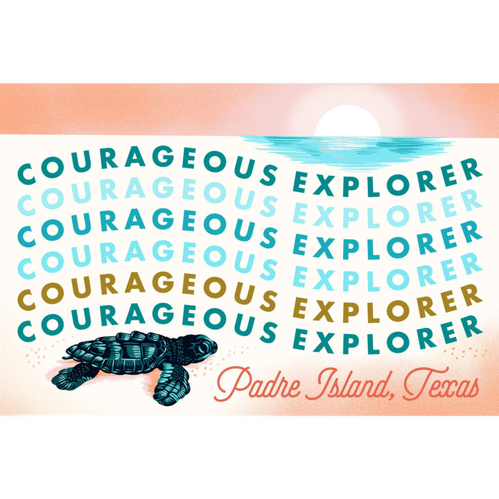 Padre Island, Texas, Courageous Explorer Colection, Turtle, Towels and Aprons Kitchen Lantern Press 