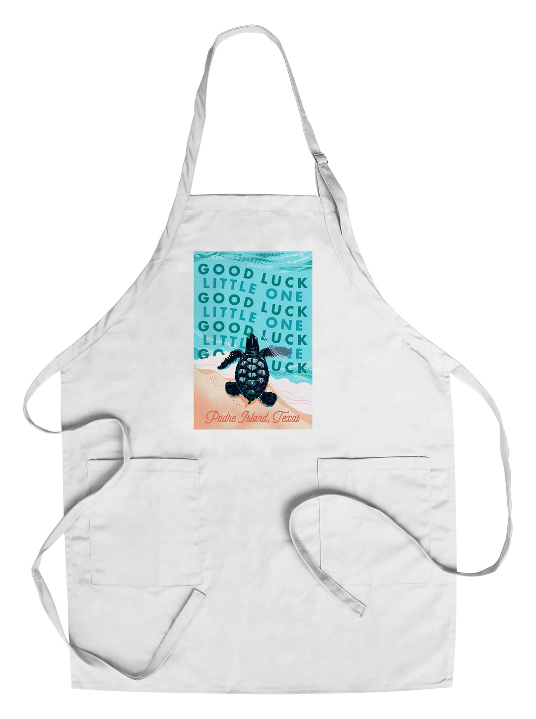 Padre Island, Texas, Courageous Explorer Collection, Turtle, Good Luck Little One, Towels and Aprons Kitchen Lantern Press Chef's Apron 