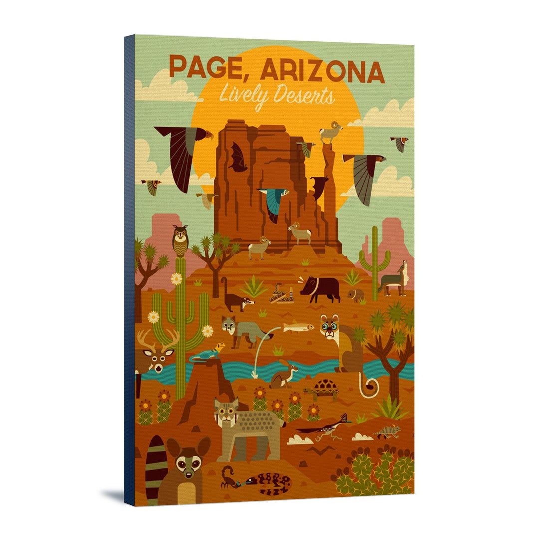 Page, Arizona, Lively Deserts, Geometric, Lantern Press Artwork, Stretched Canvas Canvas Lantern Press 