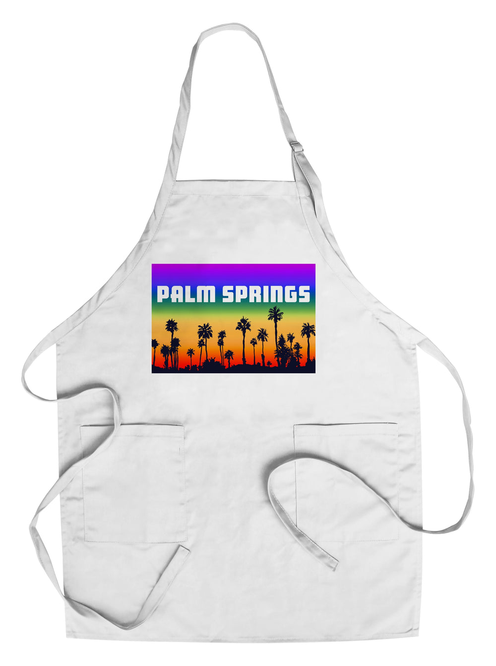 Palm Springs, California, Palm Trees, Pride Rainbow, Lantern Press Artwork, Towels and Aprons Kitchen Lantern Press Chef's Apron 